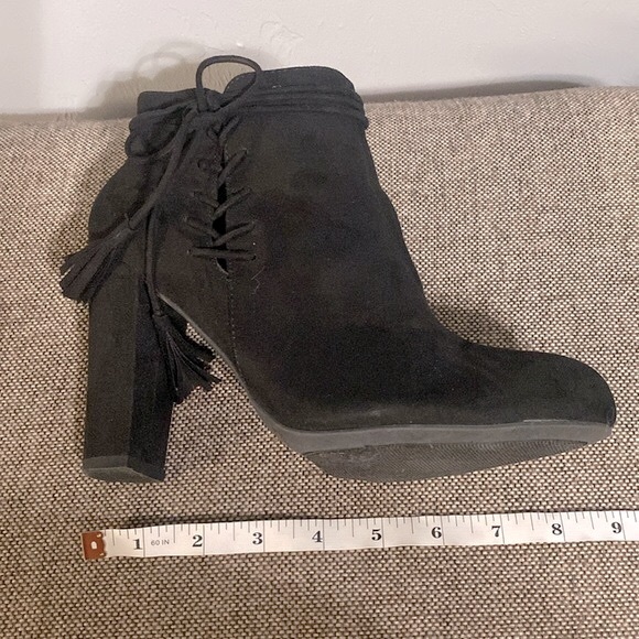 Bamboo black suede booties, size 9. - Picture 9 of 11